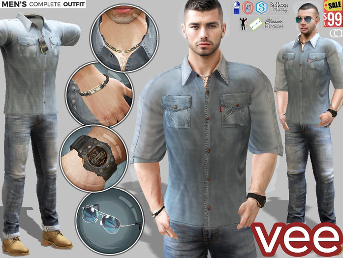 CA PROMO SIGNATURE GIANNI BELLEZA JAKE SLINK VEE OUTFIT SKY