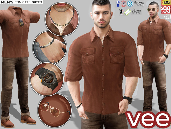 CA PROMO SIGNATURE GIANNI BELLEZA JAKE SLINK VEE OUTFIT BROWN