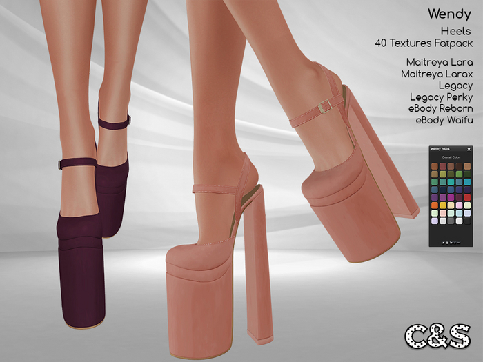 PROMO - C&S Wendy Heels for Maitreya Lara X, Belleza Curvy, Belleza Classic, eBody Reborn, Legacy. 40 Text.