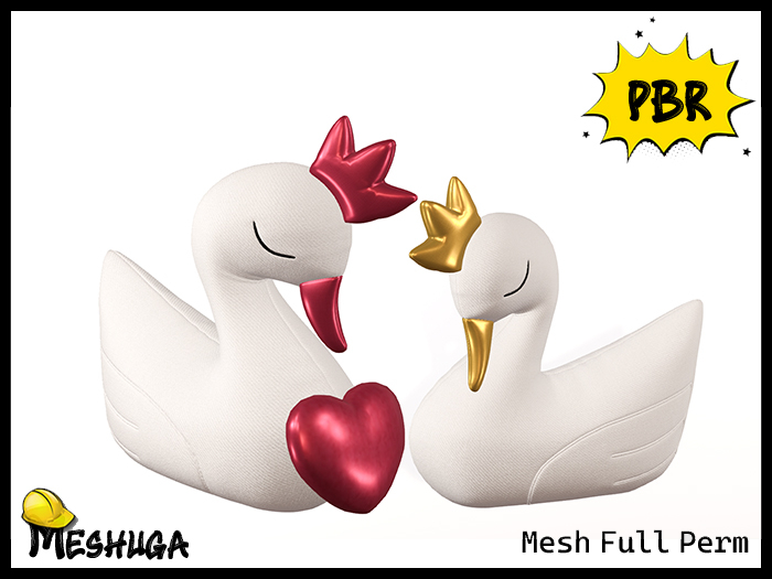Meshuga PBR Valentines Love Swan FULL PERM MESH