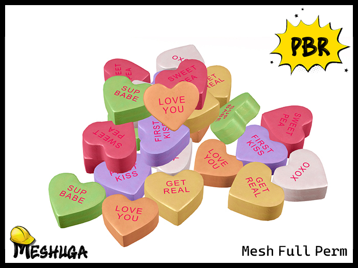 Meshuga PBR Valentines Pile of Sweetheart Candies FULL PERM MESH