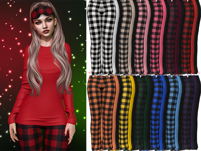 Joy Pajama Pants [Buffalo Plaid Pack] - Maitreya LaraX • PetiteX • eBody Reborn