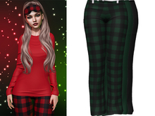 Joy Pajama Pants [Buffalo Plaid Emerald] - Maitreya LaraX • PetiteX • eBody Reborn