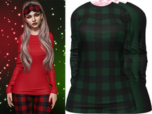 Joy Pajama Shirt [Buffalo Plaid Emerald] - Maitreya LaraX • PetiteX • eBody Reborn