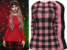 Joy Pajama Shirt [Buffalo Plaid Light Pink] - Maitreya LaraX • PetiteX • eBody Reborn