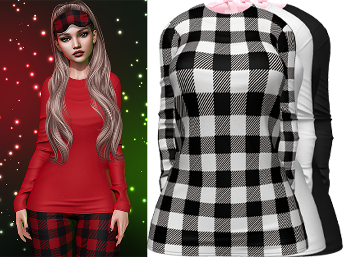 Joy Pajama Shirt [Buffalo Plaid White] - Maitreya LaraX • PetiteX • eBody Reborn