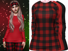 Joy Pajama Shirt [Buffalo Plaid Red] - Maitreya LaraX • PetiteX • eBody Reborn