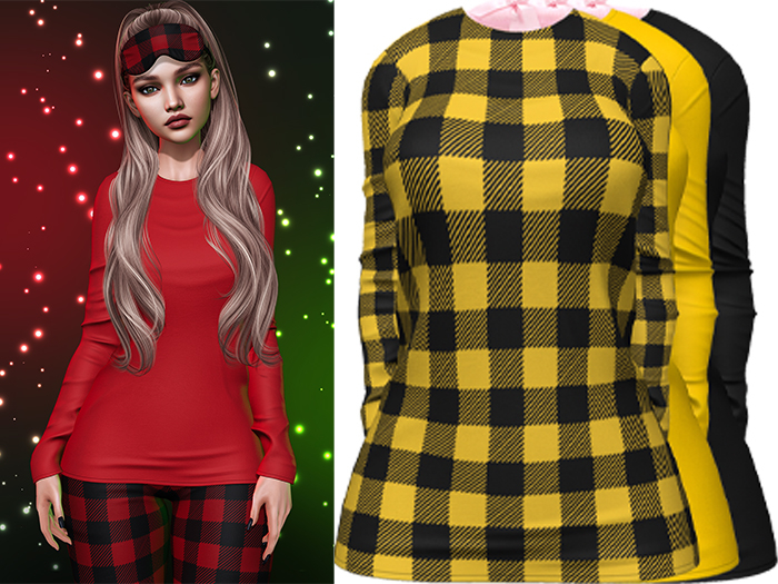 Joy Pajama Shirt [Buffalo Plaid Honey] - Maitreya LaraX • PetiteX • eBody Reborn