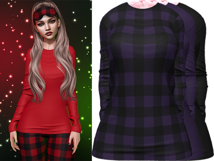 Joy Pajama Shirt [Buffalo Plaid Purple] - Maitreya LaraX • PetiteX • eBody Reborn