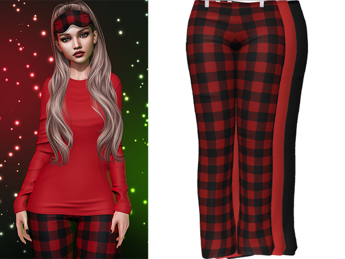 Joy Pajama Pants [Buffalo Plaid Red] - Maitreya LaraX • PetiteX • eBody Reborn