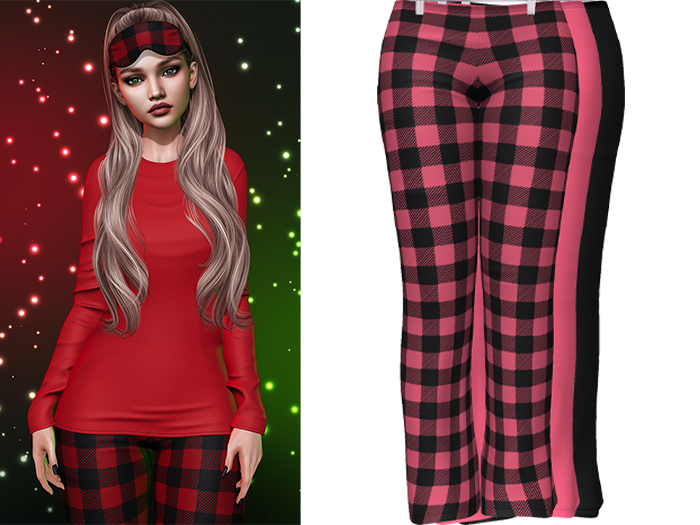 Joy Pajama Pants [Buffalo Plaid Hot Pink] - Maitreya LaraX • PetiteX • eBody Reborn