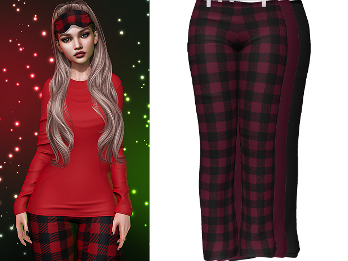Joy Pajama Pants [Buffalo Plaid Cherry] - Maitreya LaraX • PetiteX • eBody Reborn