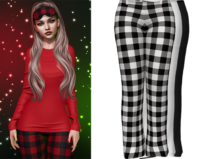 Joy Pajama Pants [Buffalo Plaid White] - Maitreya LaraX • PetiteX • eBody Reborn