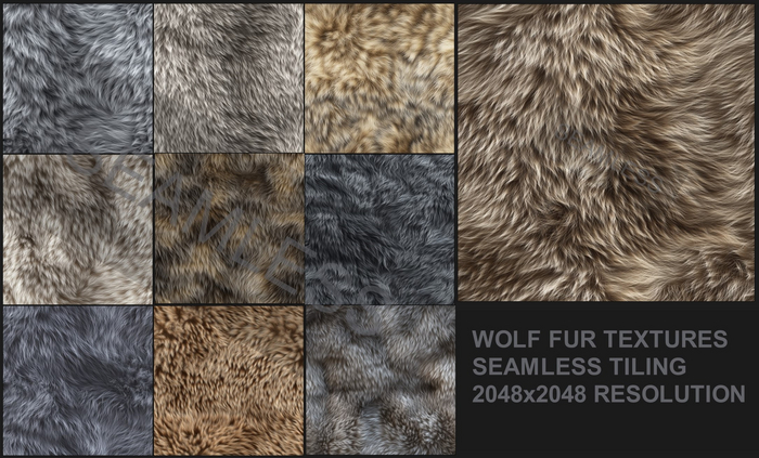 Seamless - Wolf Fur Textures 2048x2048