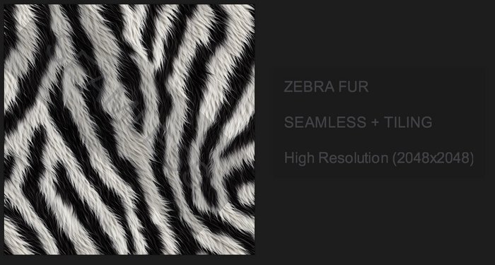 Seamless - Zebra Fur Carpet High Resolution - Realistic Fur