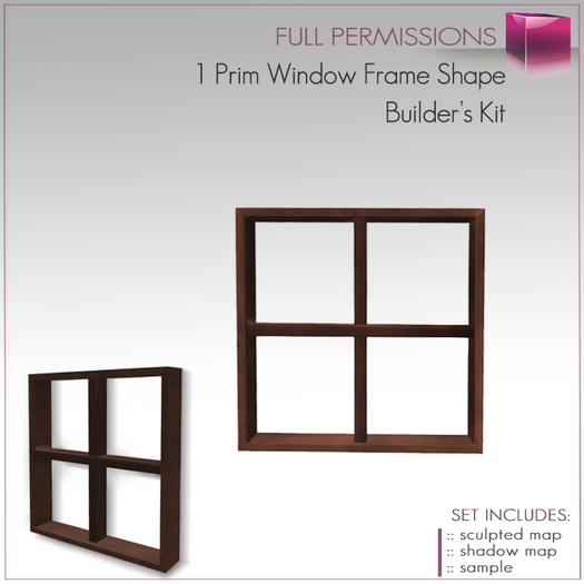 Sculpted 1 prim Window Frame Builder's Kit Set