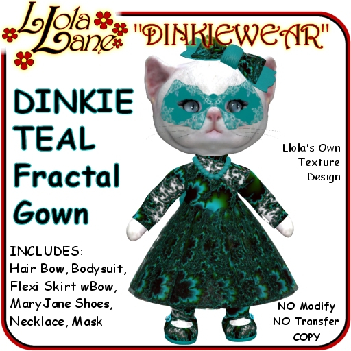 dinkie tiny DINKIEWEAR TEAL Fractal GOWN Outfit