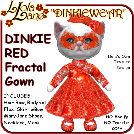dinkie tiny DINKIEWEAR RED Fractal GOWN Outfit