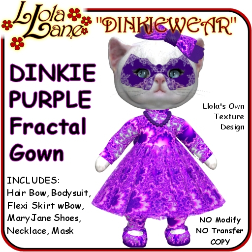 dinkie tiny DINKIEWEAR PURPLE Fractal GOWN Outfit