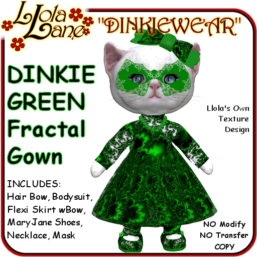 dinkie tiny DINKIEWEAR GREEN Fractal GOWN Outfit