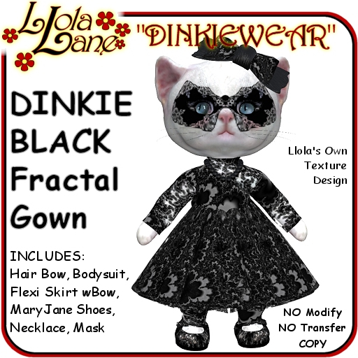 dinkie tiny DINKIEWEAR BLACK Fractal GOWN Outfit
