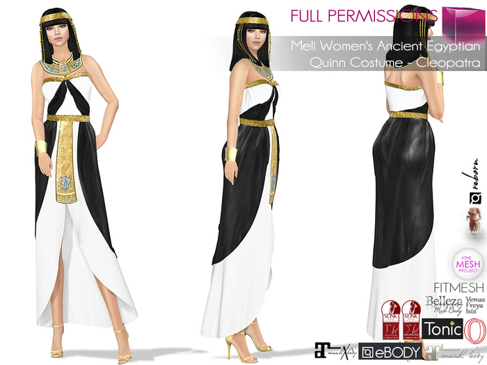 Second Life Marketplace - Full Perm Female Ancient Egyptian Queen Cleopatra  Dress Costume Maitreya 5.3 LaraX Ebody Reborn Legacy Belleza Slink