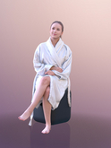 3D Mesh Full Prime 3D PEOPLE  girl is sitting  in a white bathrobe, having just stepped out of the shower 26721882 