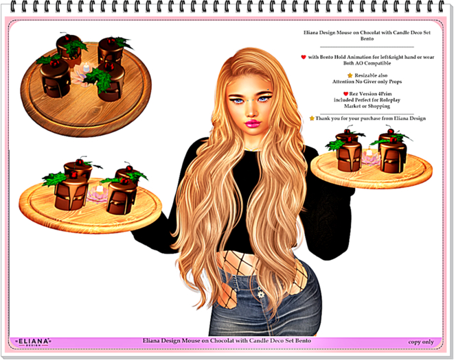 Eliana Design Mouse on Chocolat with Candle Deco Set Bento