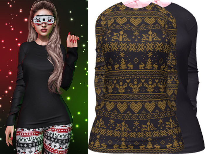 Joy Pajama Shirt [Christmas Royal] - Maitreya LaraX • PetiteX • eBody Reborn