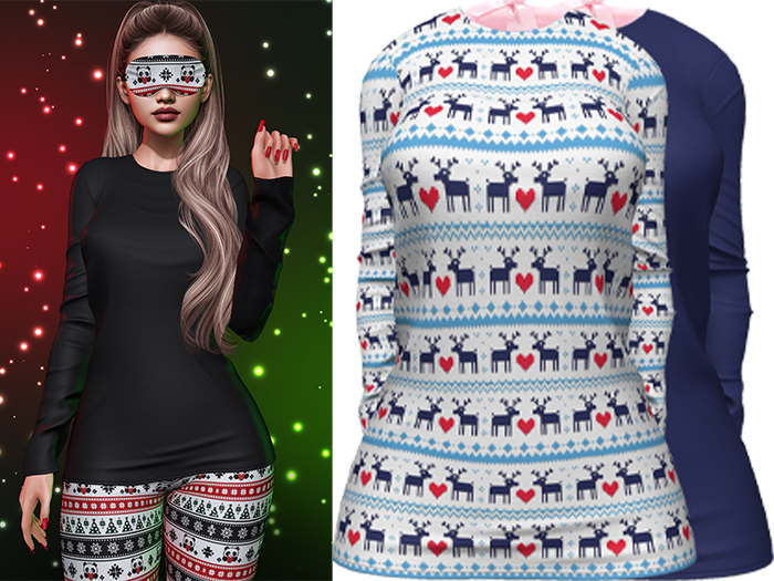Joy Pajama Shirt [Christmas Reindeer] - Maitreya LaraX • PetiteX • eBody Reborn