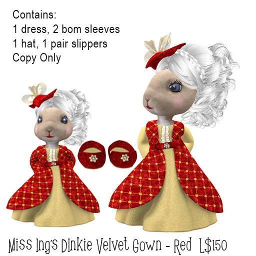 Miss Ing's Dinkie Velvet Gown Set Red