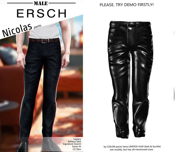ERSCH - Nicolas Pants -leather black-