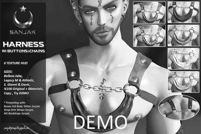 DEMO Harness With Buttons & Chains Sanjak ADD TO UNPACK