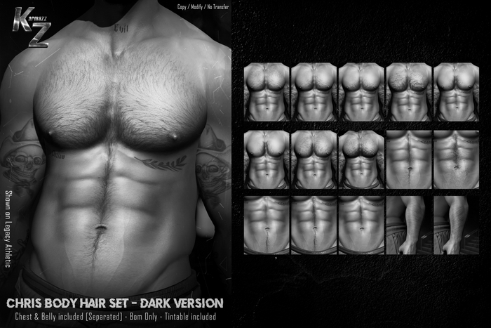 #DEMO KARMAZZ Chris Body Hair Set - BOM - Dark Version