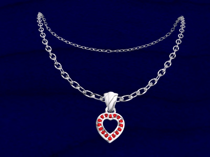 TM Open Heart with Gems Necklace - Chain