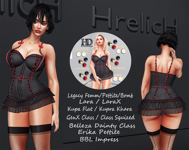 HrelicHDesign Corset dress RED LEGACY/GENX/BBL/LARAX/LARA/KUPRA/KUPS/ERIKA/DAINTY