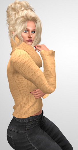 ZJ'S ANNIE PEACH COWL NECK SWEATER & BLACK  JEANS"MAITREYA,LEGACY,FREYA,PHY,HG,ISIS