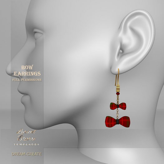 !Lyrical B!zarre Templates! - Bow Earrings MESH FP