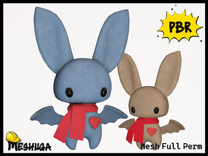 Meshuga PBR Valentines Bat In Love Plush Toy FULL PERM MESH 