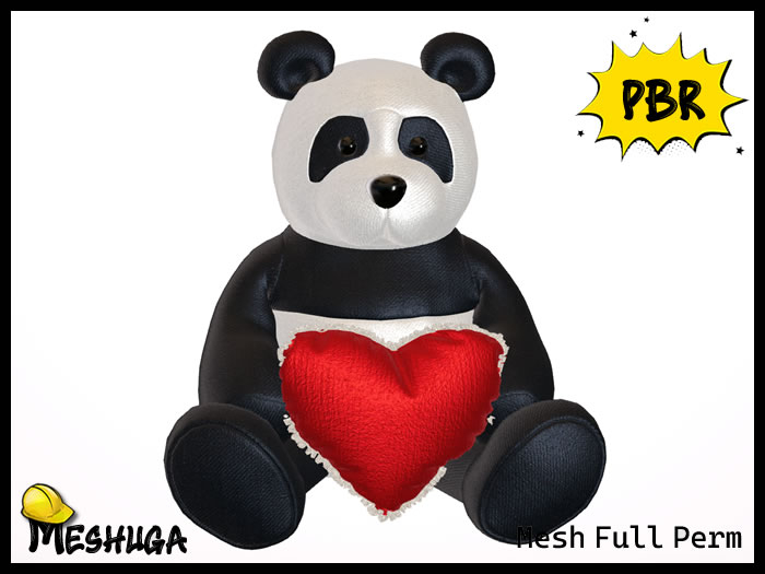 Meshuga PBR Valentines Panda Plush Toy FULL PERM MESH