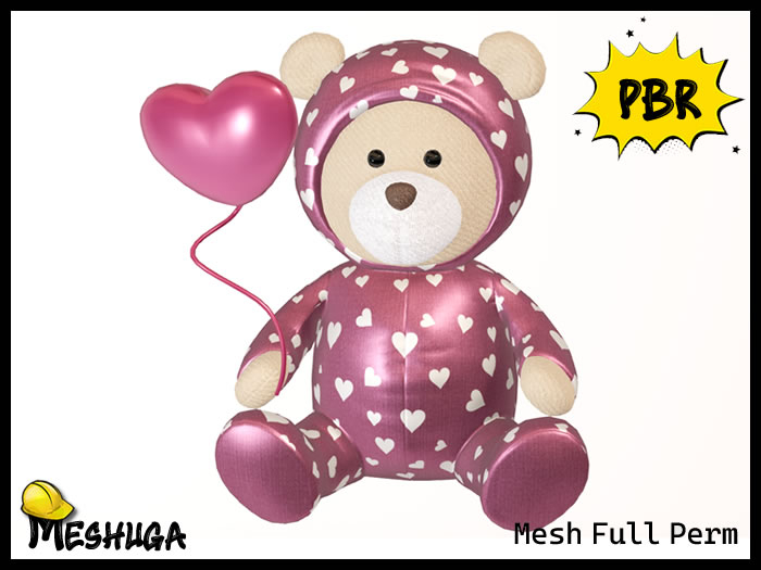Meshuga PBR Valentines PJ's Teddy Bear Plush Toy FULL PERM MESH