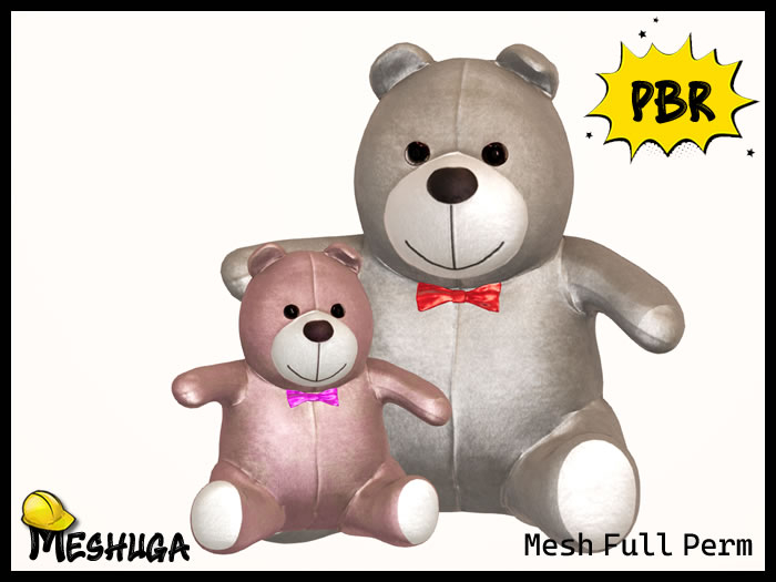 Meshuga E Rondo Second Life Marketplace - Meshuga PBR Valentines Teddy Bears FULL PERM MESH