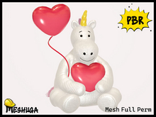 Meshuga PBR Valentines Unicorn Rhino Plush Toy FULL PERM MESH