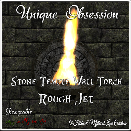 [UO] Stone Temple Wall Torch - Rough Jet
