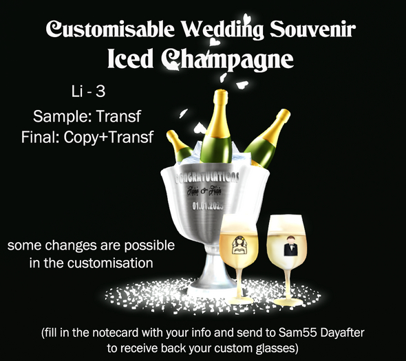 S55- Wedding Keepsake/Souvenir - Iced Champagne
