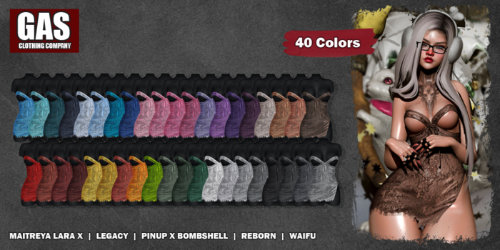 GAS [Lace Pattern Dress Talia - 40 Colors w/HUD FATPACK]