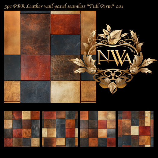 5pc PBR Leather wall panel texture seamless *Full Perm* 001