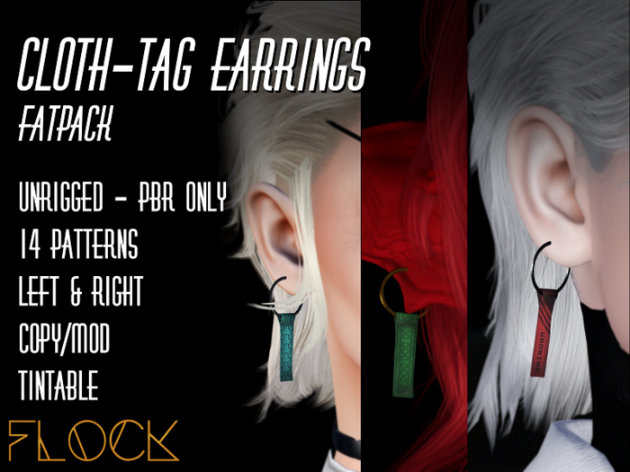 [FLOCK] - Cloth-Tag Earrings - Fatpack