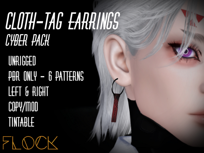 [FLOCK] - Cloth-Tag Earrings - Cyber Pack [Add Me]