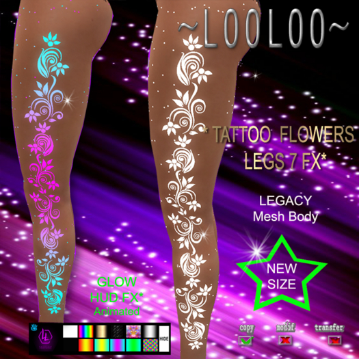 ~ LOOLOO ~ TATTOO FLOWERS LEGS 7 FX* - LEGACY